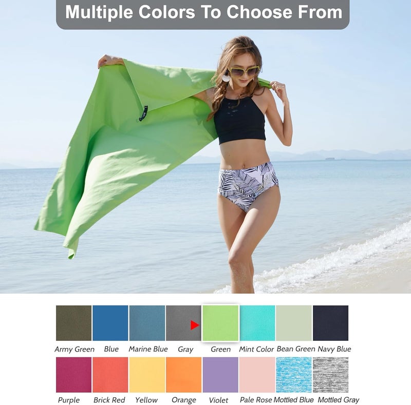 Rainleaf 2 Pack Microfiber Quick Dry Travel Towel, Super Absorbent Ultra Compact Lightweight Camping Towel for Gym, Hiking, Pool, Yoga - Green - Image 2
